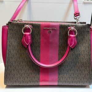 Michael Kors Fuchsia and Brown Satchel